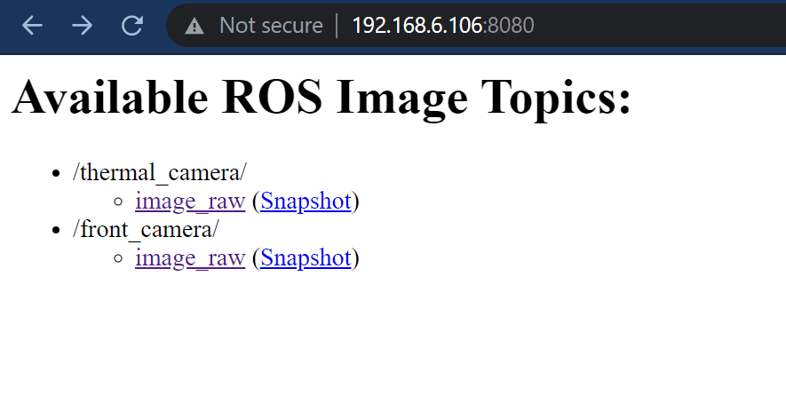 Available ROS Image Topics