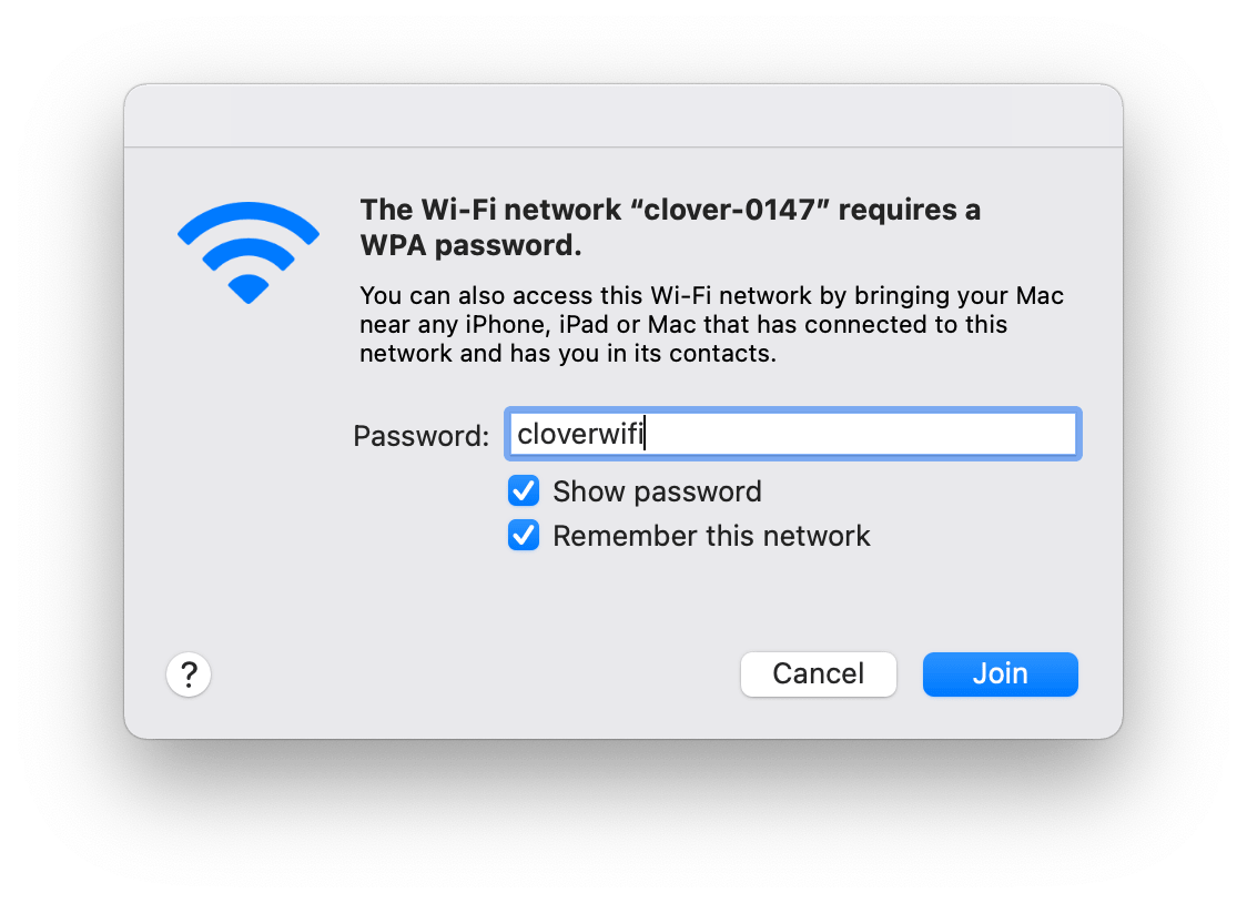 Подключение по Wi-Fi · Clover